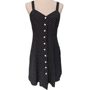VTG Y2K Dawn Joy Fashions Dress Size 4-6 Black White Polka Dot Vintage 1212